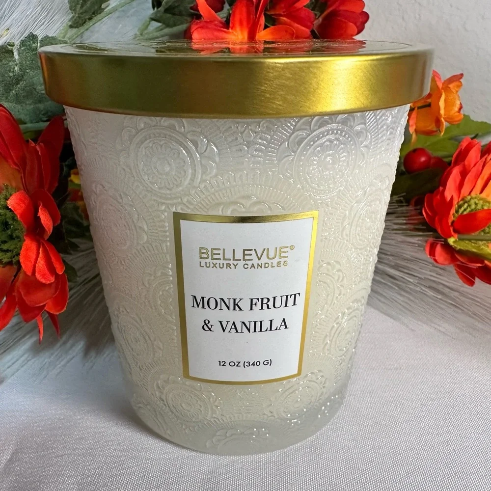 Bellevue Double Wick 12 oz Luxury Candle MONK FRUIT & VANILLA  ~ New!